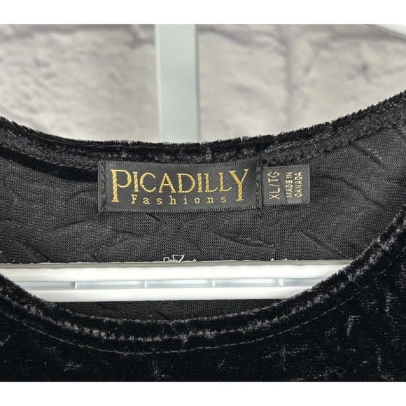 Piccadilly Fashions Sleeveless Tank‎ Top Shirt Black Velvet Textured NWT Size XL - Picture 3 of 8